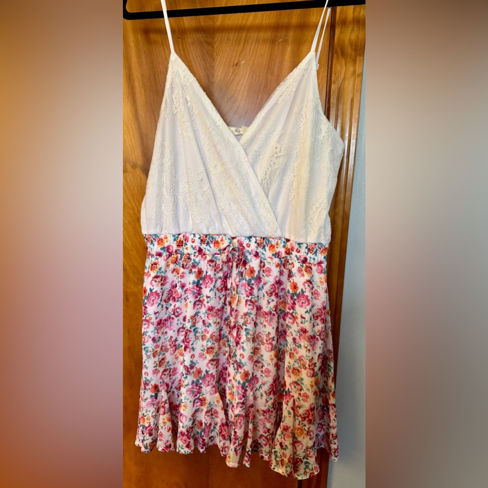 Cream Tiered Wrap Mini Dress